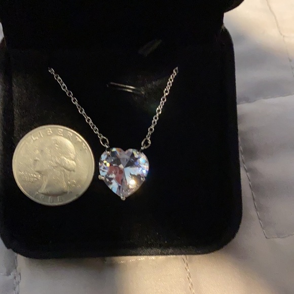 Crystal and Silver Floating Heart Necklace, only 1 left in stock! - Picture 5 of 5